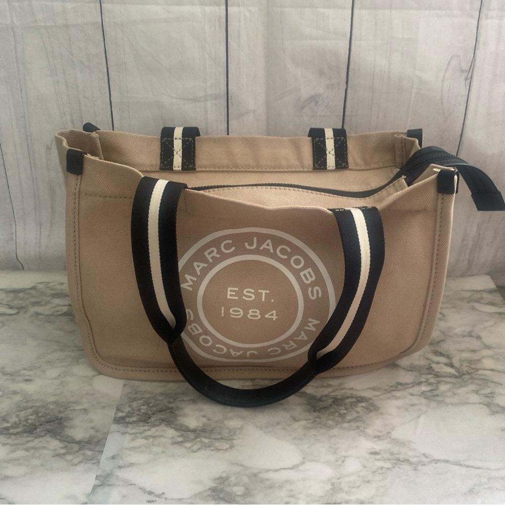 Marc Jacobs Beige Canvas Tote with Black Accents